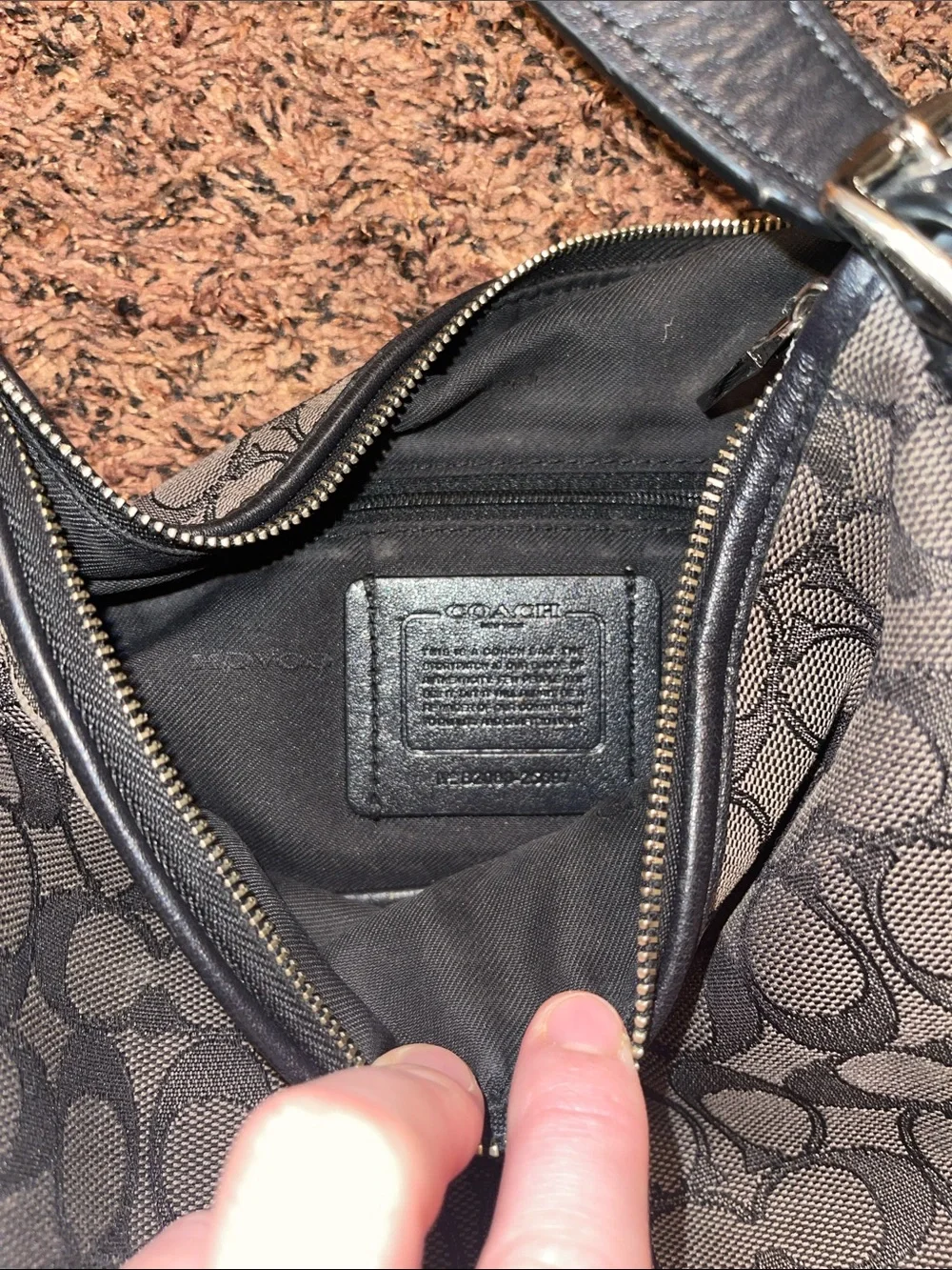Coach Grey Signature Monogram Crossbody Bag